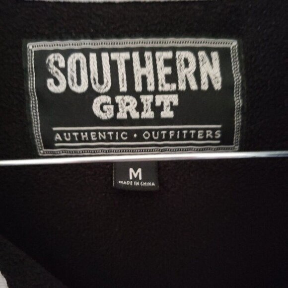 Southern Grit Men's Black & Gray 1/4 Snap Button Collar Pullover Fleece - Picture 3 of 3